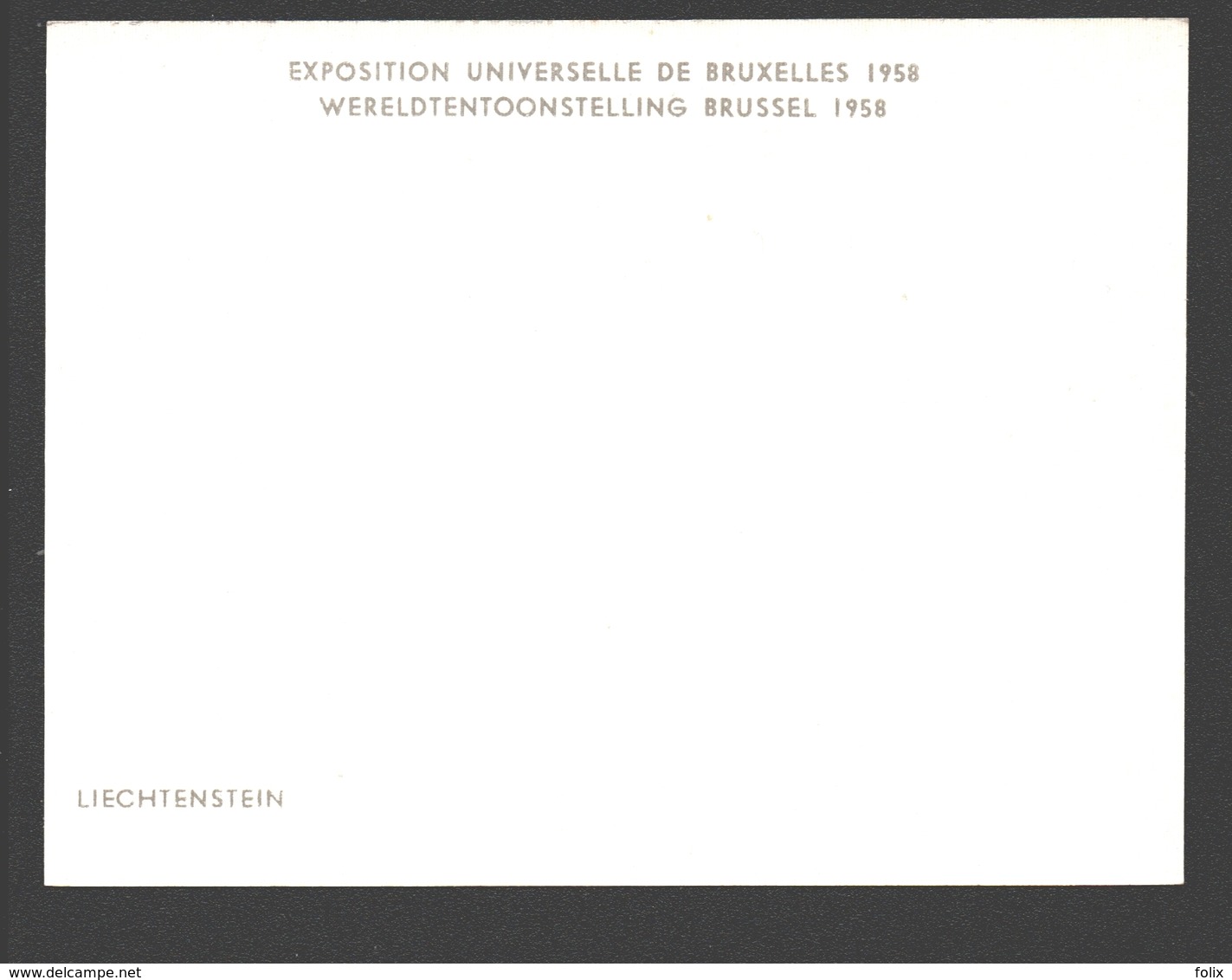 Exposition Universelle / Wereldtentoonstelling Expo 58 - Petit Format 9,9 X 7,4 Cm - Liechtenstein - Weltausstellungen