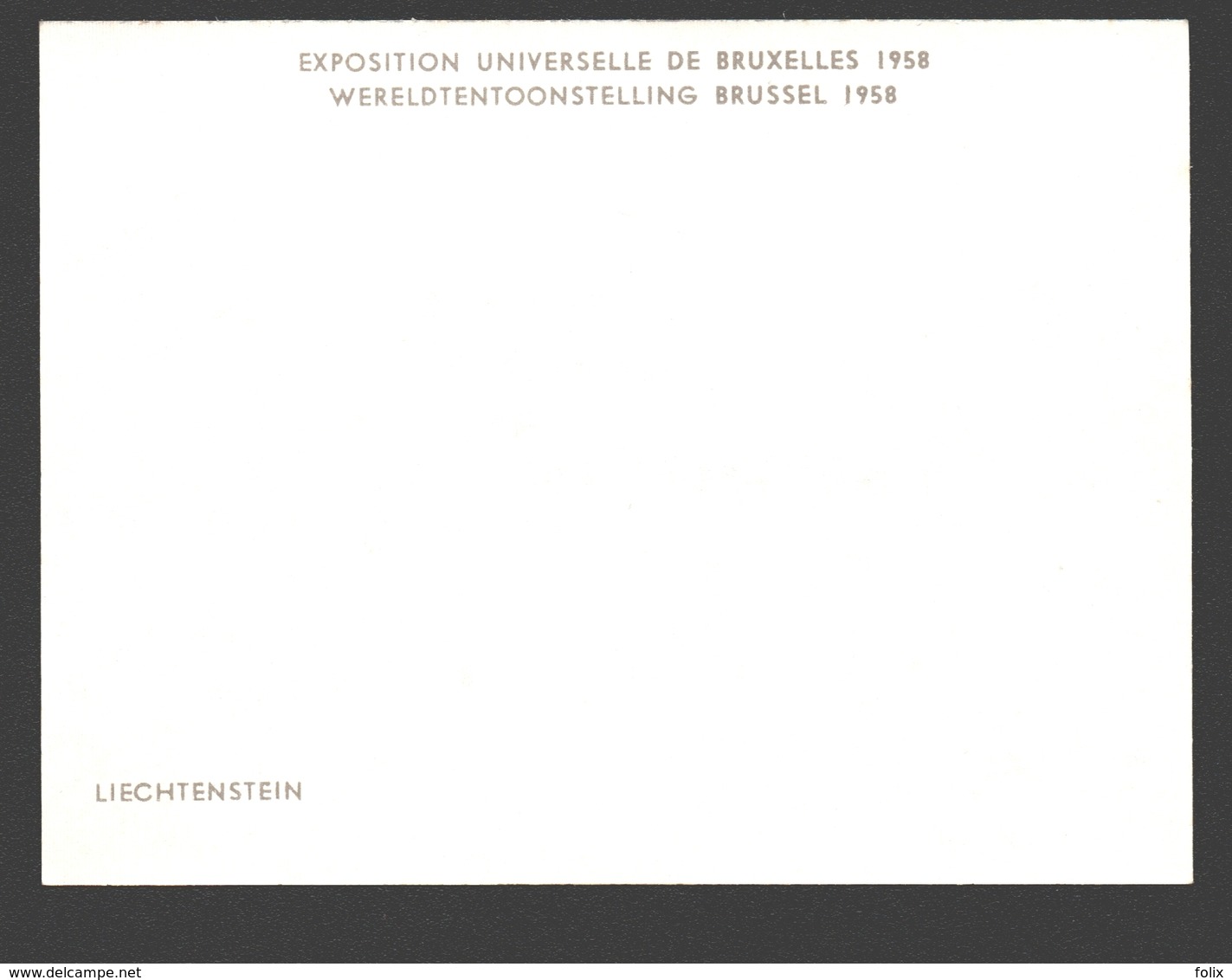 Exposition Universelle / Wereldtentoonstelling Expo 58 - Petit Format 9,9 X 7,4 Cm - Liechtenstein - Weltausstellungen