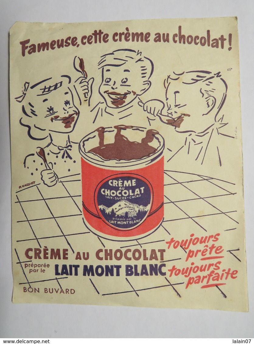 Buvard : Fameuse, Cette Crème Au Chocolat Préparée Par Le Lait MONT BLANC - Sucreries & Gâteaux