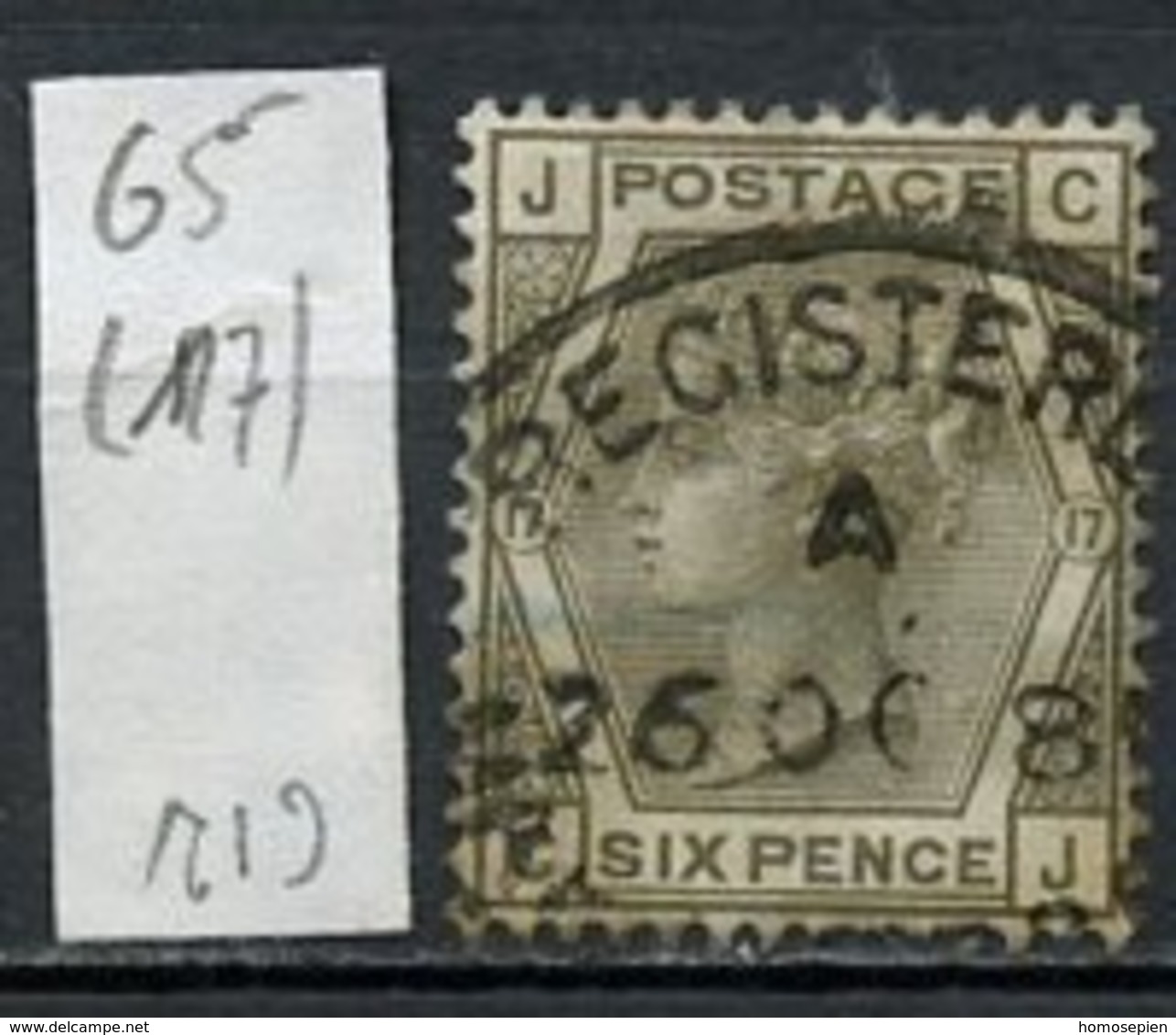 Grande Bretagne - Great Britain - Großbritannien 1880-83 Y&T N°65 - Michel N°63 (o) - 6p Reine Victoria JC 17 - Oblitérés