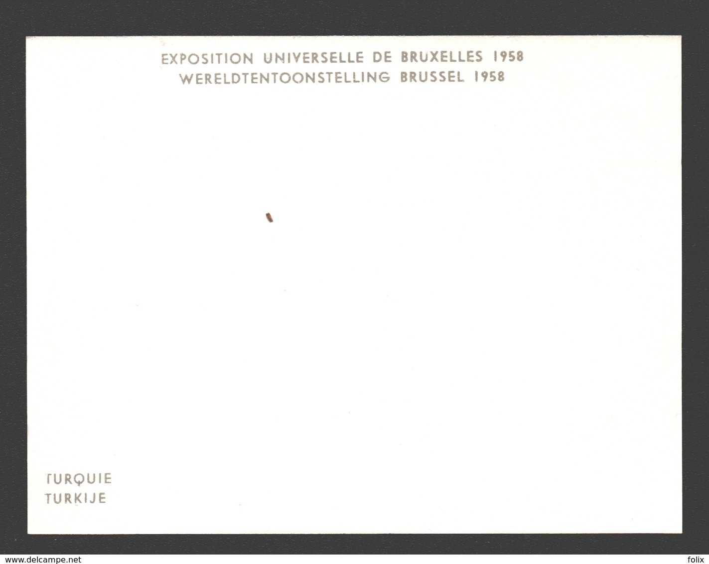 Exposition Universelle / Wereldtentoonstelling Expo 58 - Petit Format 9,9 X 7,4 Cm - Turkije / Turquie - Weltausstellungen