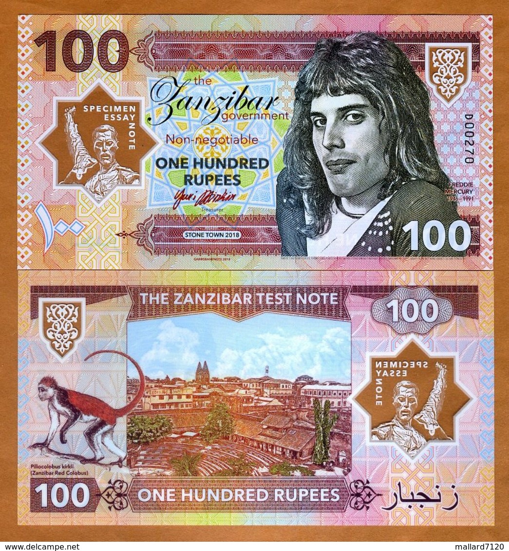 Zanzibar (Tanzania), 100 Rupees, 2018, Private Issue UNC - Freddie Mercury - Autres & Non Classés