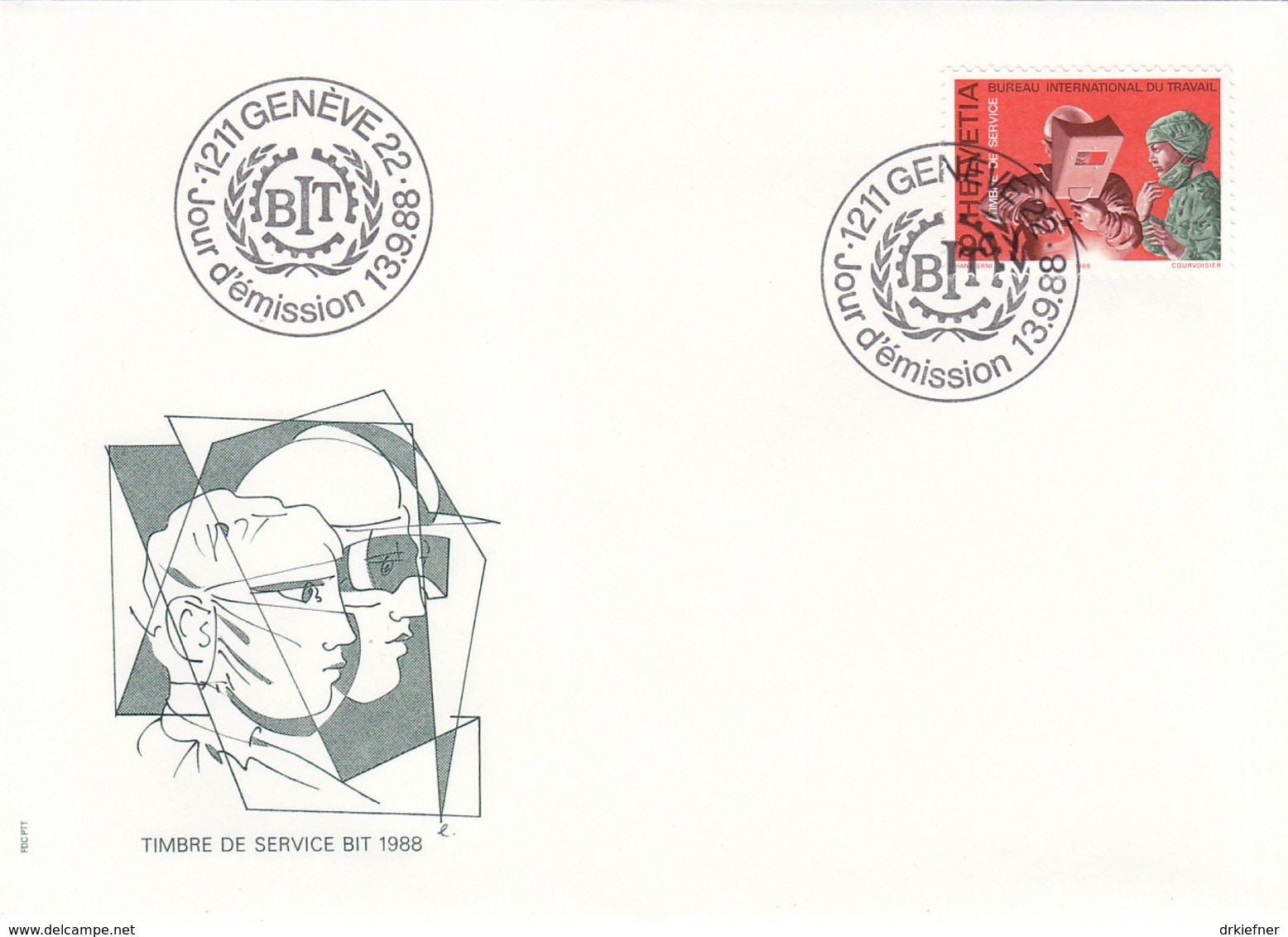 SCHWEIZ Dienst  BIT/ILO  109, FDC, Mensch Und Arbeit, 1988 - Dienstmarken