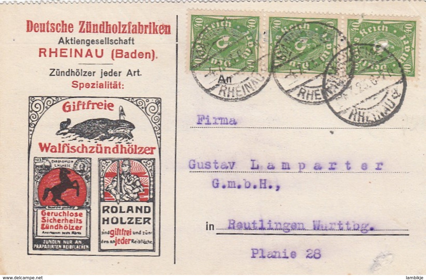 Deutsches Reich Postkarte Werbung 1923 - Briefe U. Dokumente