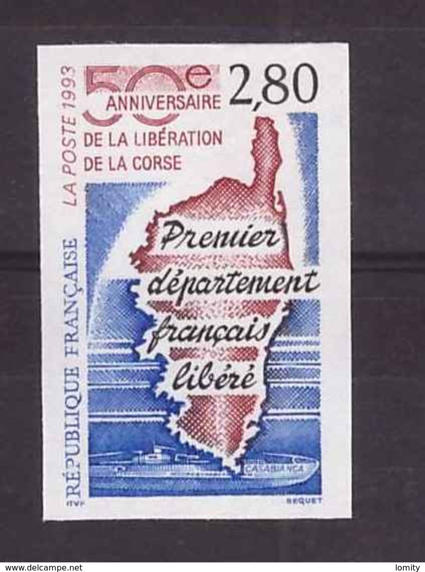 France 1993 N° 2829a Non Dentelé Neuf Luxe ** Cote 30€ Cinquantenaire Libération De La Corse - Non Classificati