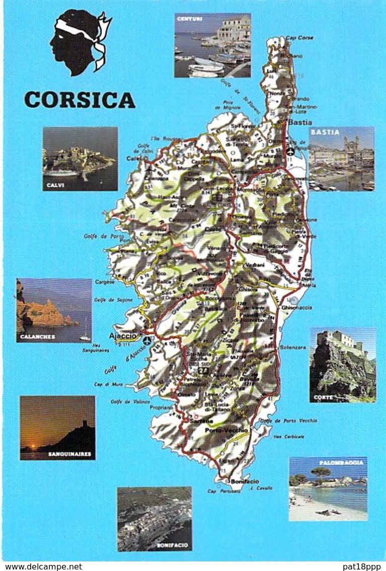 20 CORSE Corsica - Carte Géographique De La Corse Avec Multivues - CPSM Grand Format - - Andere & Zonder Classificatie