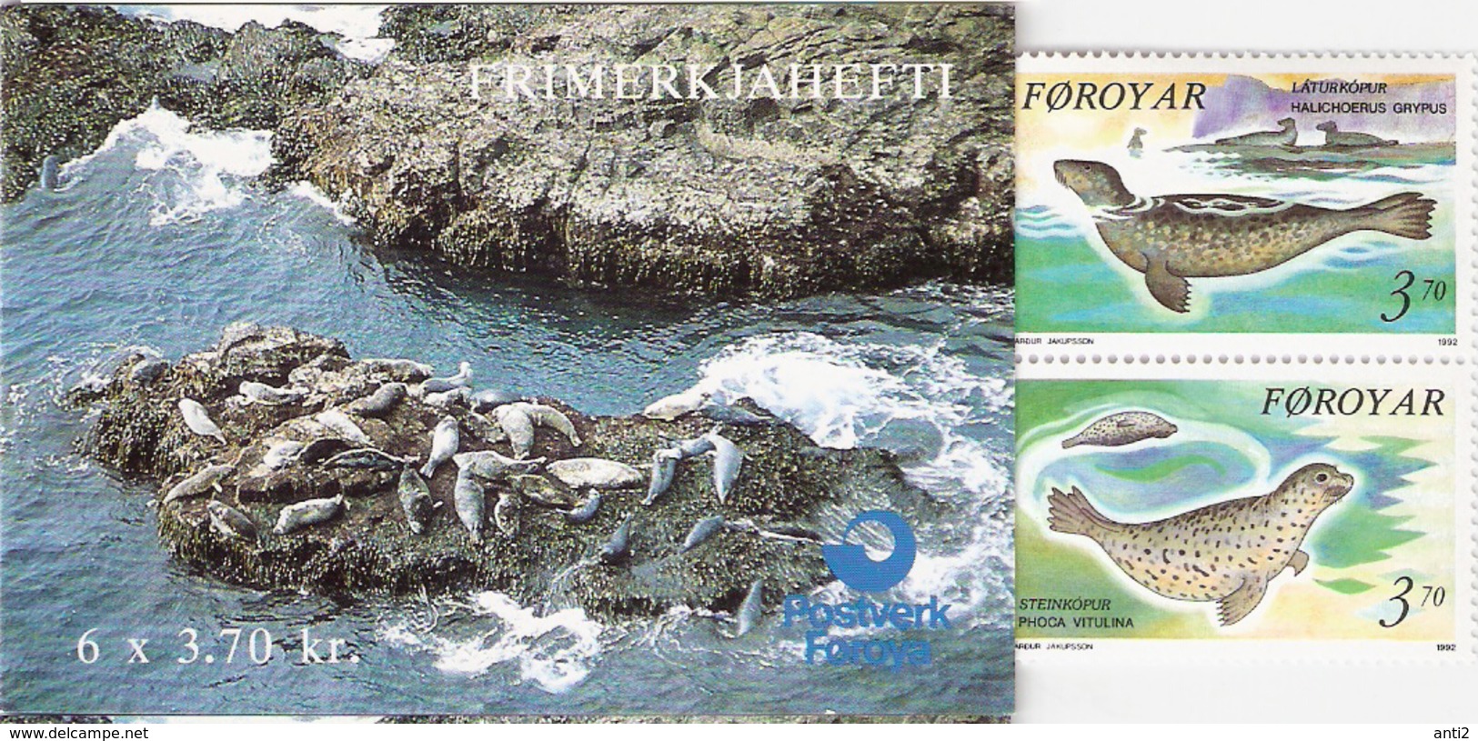 Faroe Islands 1992 Seals, Gray Seals Booklet Mi 235-236 In MH 5 MNH(**) - Féroé (Iles)