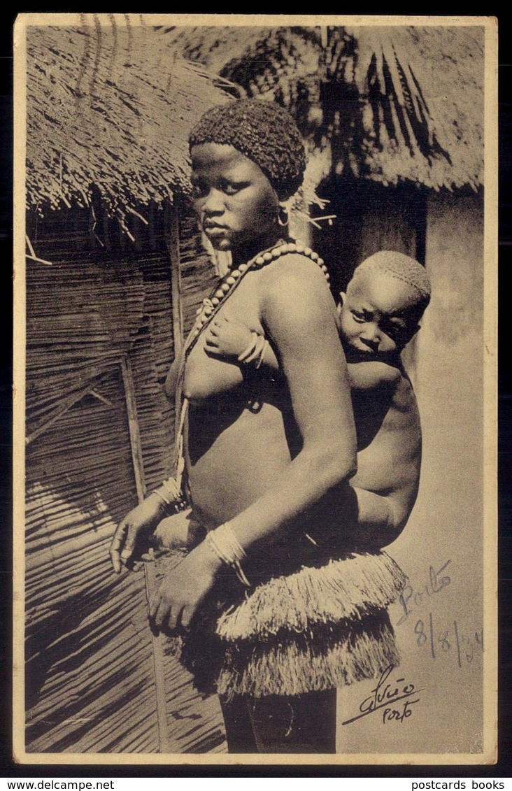 Mulher BIJAGOZ Com Filho GUNE BISSAU. Postal Alvão EXPOSIÇÃO COLONIAL PORTUGUEZA Porto. Nude Black Woman GUINEA - Porto