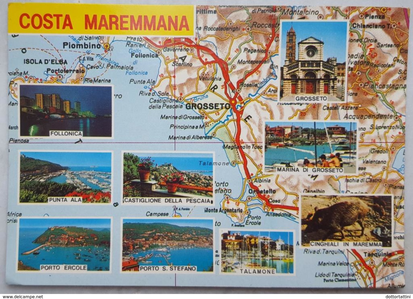 COSTA MAREMMANA (GROSSETO) - Mappa Mapa Map - Follonica Punta Ala Talamone Castiglione Pescaia Cinghiali   Vg  T2 - Grosseto