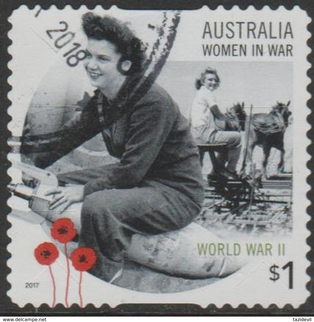 AUSTRALIA - DIE-CUT-USED 2017 $1.00 Women In War - World War II - Land Army And Munitions - Usati