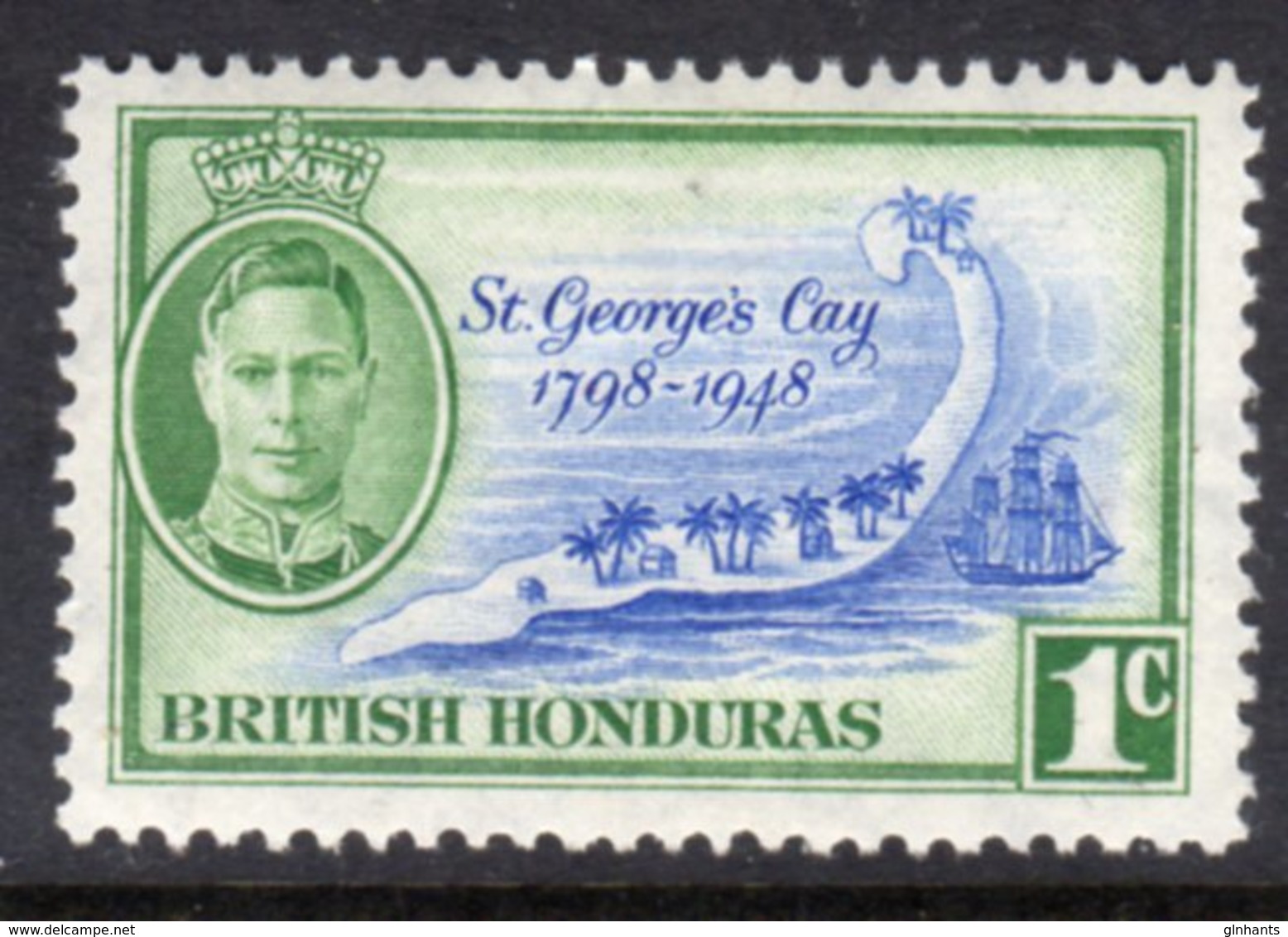 BRITISH HONDURAS - 1949 1c SHIP STAMP FINE MINT MM * SG166 - British Honduras (...-1970)