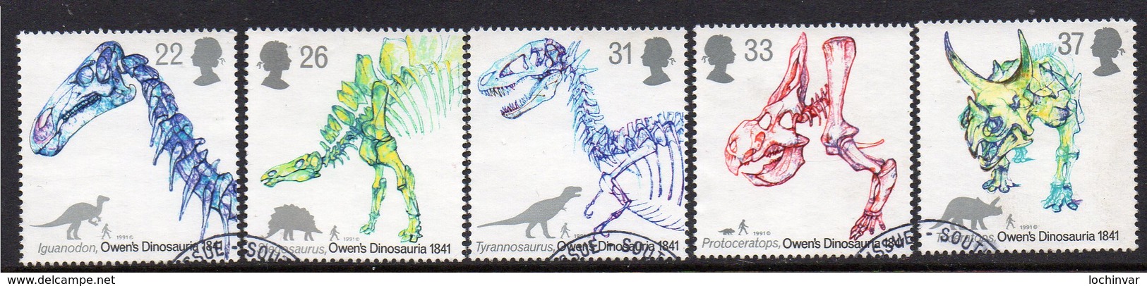 GREAT BRITAIN, 1991 DINOSAURS 5 FU - Used Stamps
