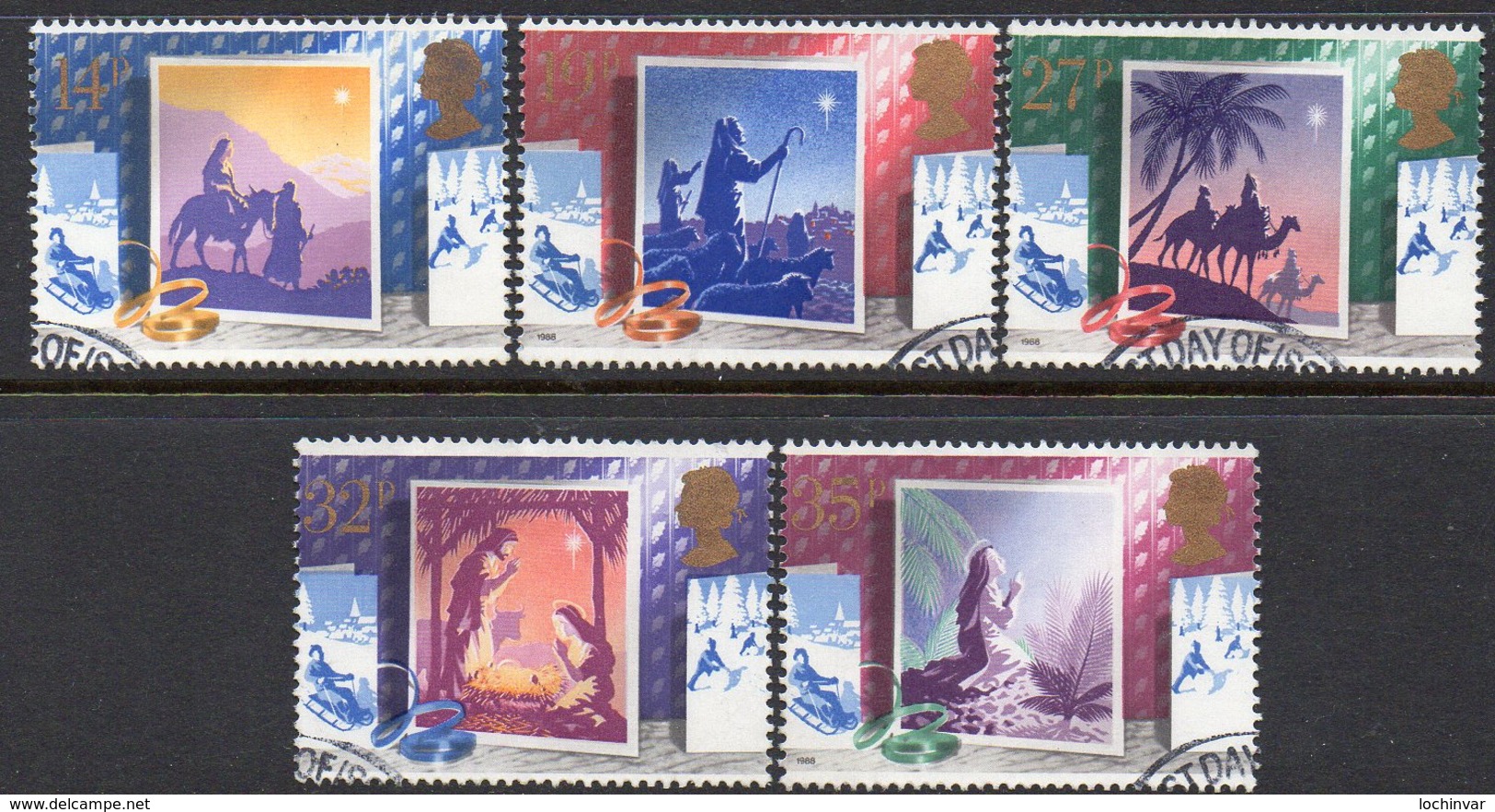 GREAT BRITAIN, 1988 XMAS 5 FU - Used Stamps
