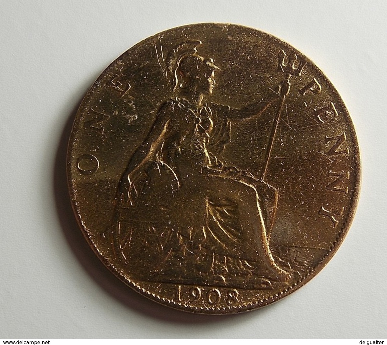 Great Britain 1 Penny 1908 Varnished - D. 1 Penny