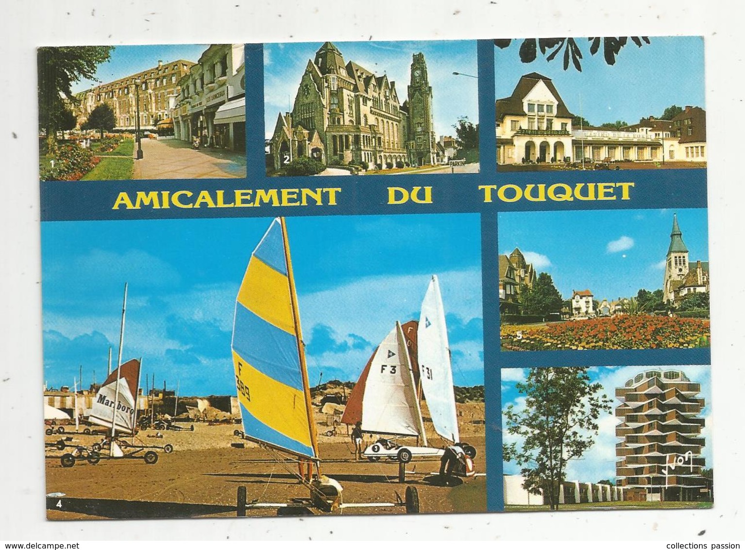 Cp , 62 ,  Amicalement Du TOUQUET ,multi Vues , Voyagée 1986, Ed. Yvon ,le Touquet - Le Touquet