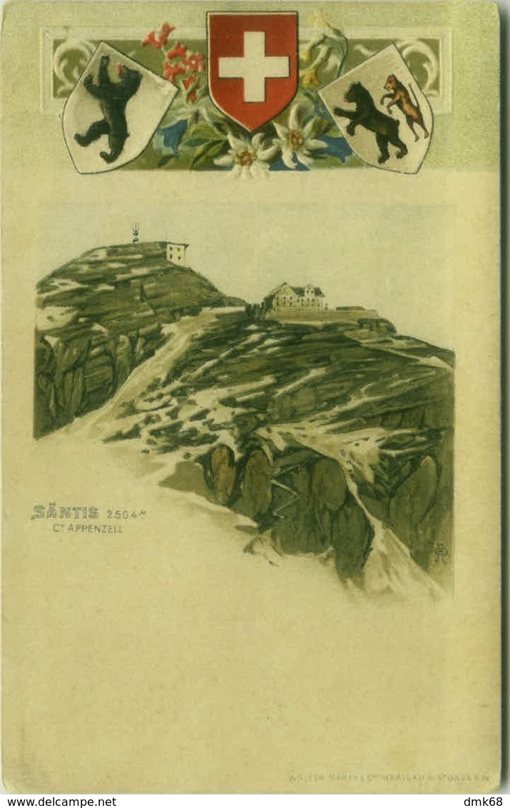 SWITZERLAND - SANTIS 2504 CT APPENZEL - 1900s LITHO EMBOSSED POSTCARD - EDIT WALTER MARTY & CO - ( BG2407) - Altri & Non Classificati