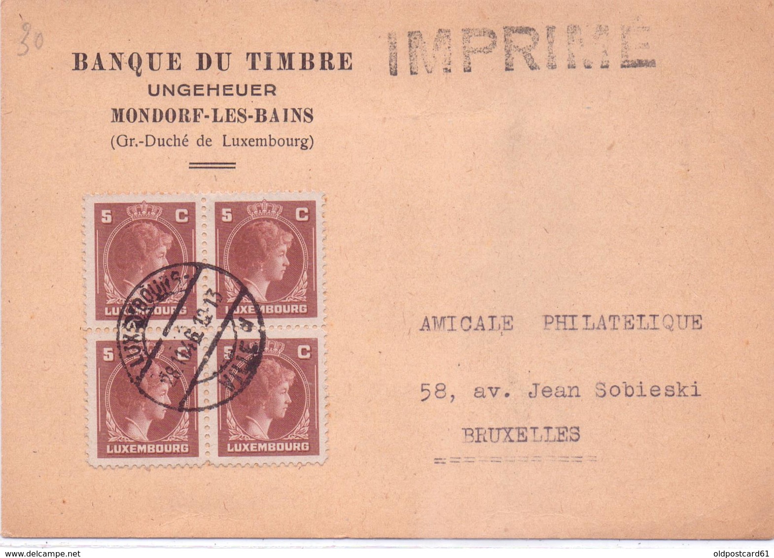 ALTE  Postkarte   MONDORF-les-BAINS / LUXEMBURG  - Firmenpost / Banque Du Timbre / Ungeheuer - Gelaufen 1946 - Autres & Non Classés