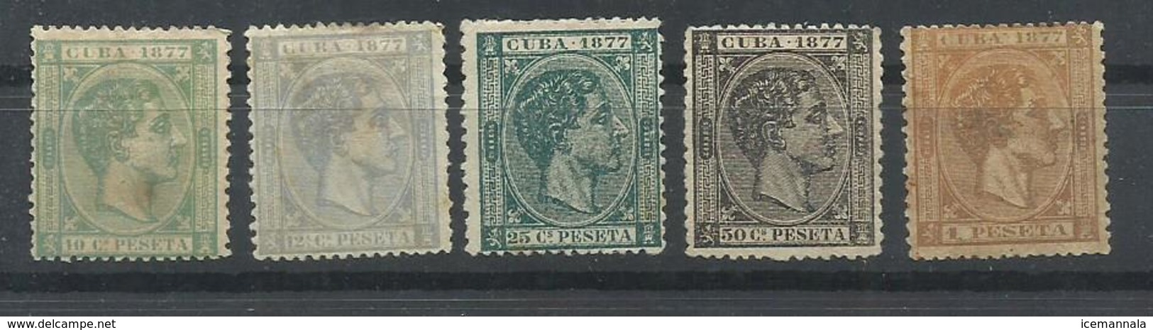 CUBA EDIFIL  39/43  (*)  (SIN GOMA) (EL 43 ESTA ADELGAZADO) - Cuba (1874-1898)