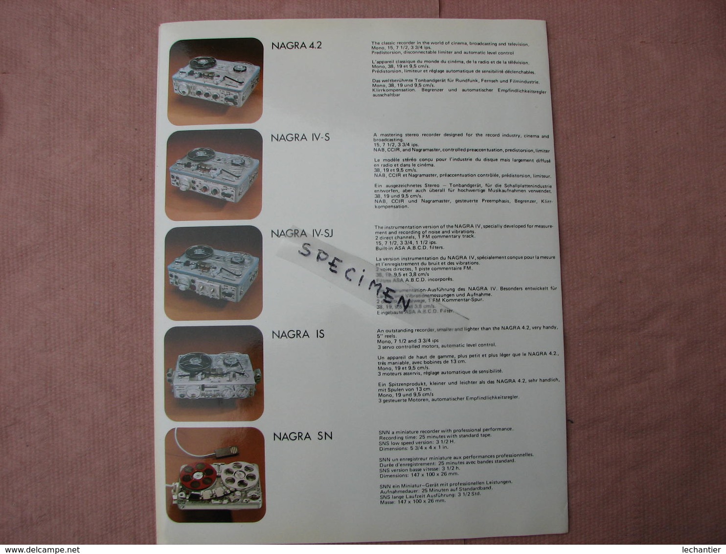 NAGRA  Catalogue 1984 + Documentation MAGNETOPHONE Tarif Etc  Voir Photos  T.B.E. - Autres Appareils