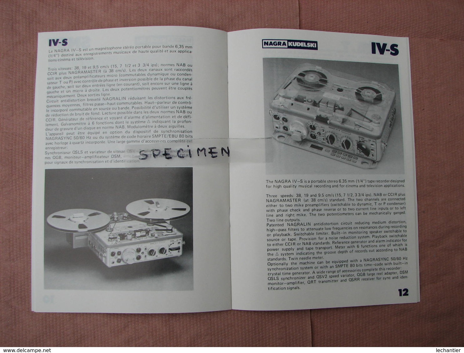 NAGRA  catalogue 1984 + documentation MAGNETOPHONE tarif etc  voir photos  T.B.E.