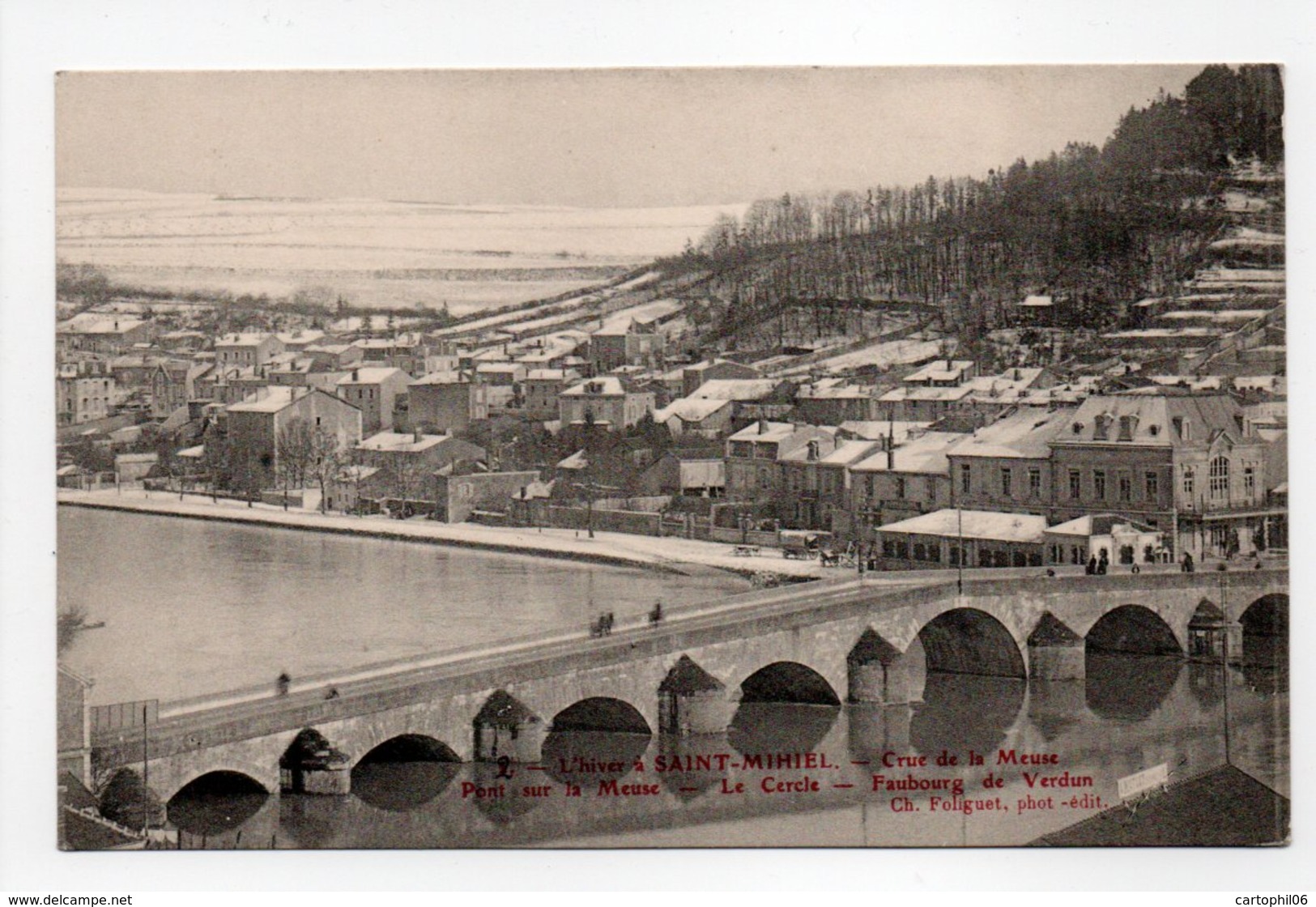 - CPA SAINT-MIHIEL (55) - Crue De La Meuse - Pont - Le Cercle - Faubourg De Verdun - Photo-Edition Foliguet N° 2 - - Saint Mihiel