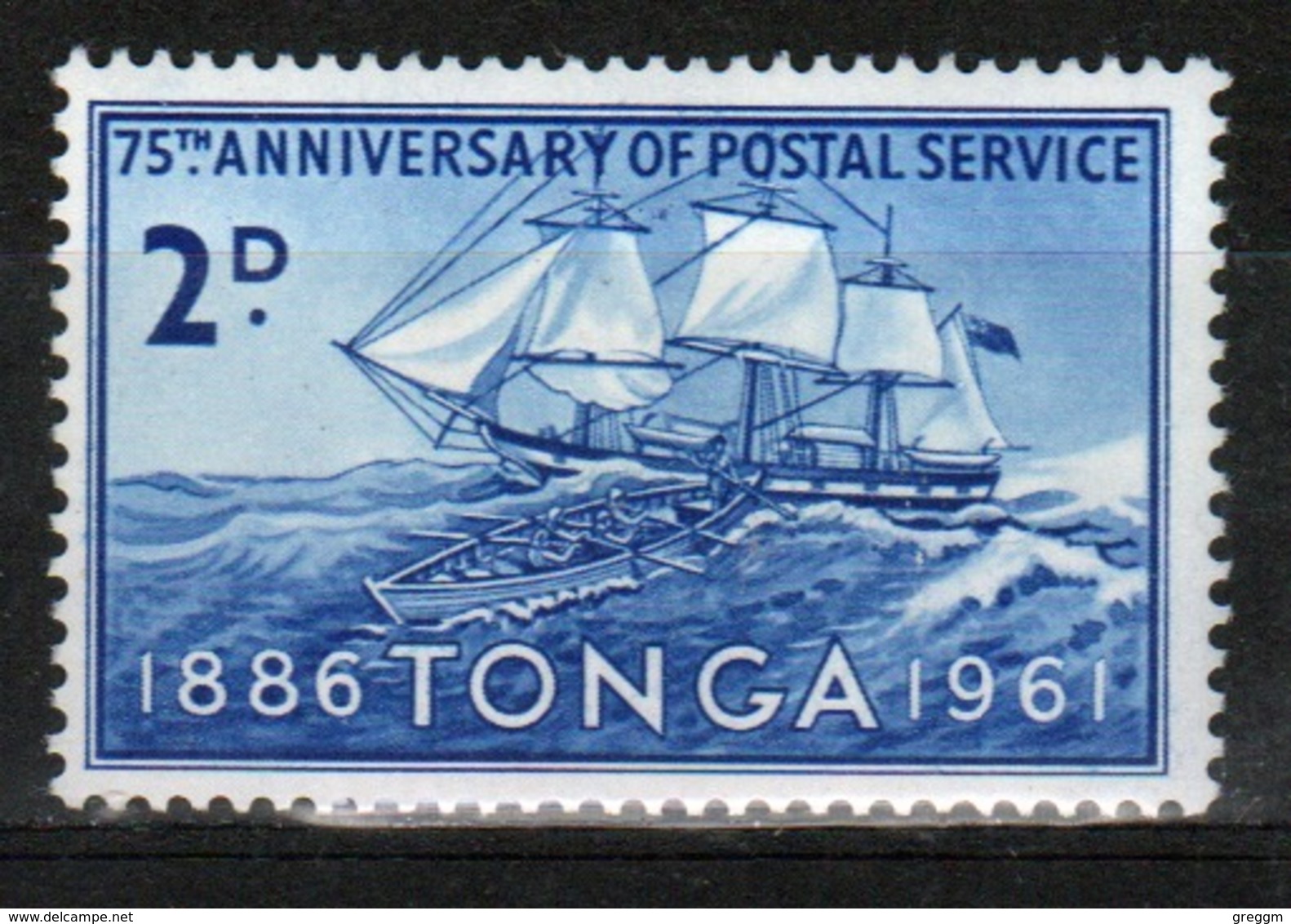 Tonga 1961 Single 2d Stamp From The Set Celebrating The 75th Anniversary Of The Tongan Postal Service. - Tonga (...-1970)