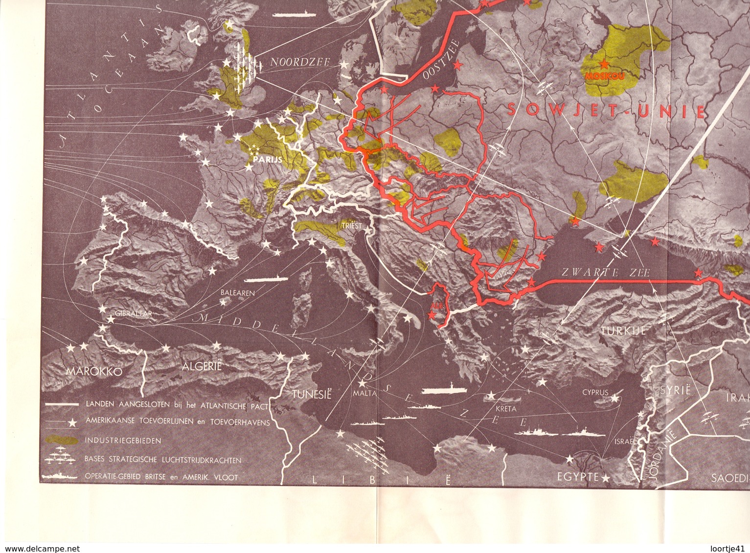 Kaart Carte Map - Verdeeld Europa - IJzeren Gordijn - 1951 - Mapas Geográficas