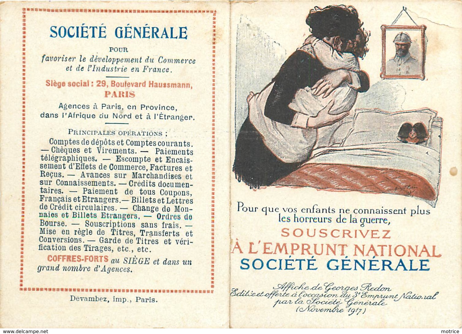 CALENDRIER ANNEE 1918 - Société Générale,emprunt National,carte Illustrée Par Georges Redon - Petit Format : 1901-20