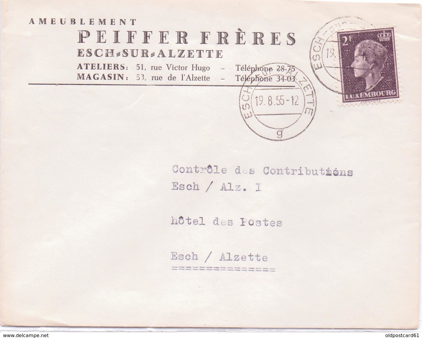 Schöne BEDARFSPOST / Geschäftspost   ESCH-sur-ALZETTE / Lux.  - Fa. Pfeiffer Freres - Gelaufen 1955 - Sonstige & Ohne Zuordnung