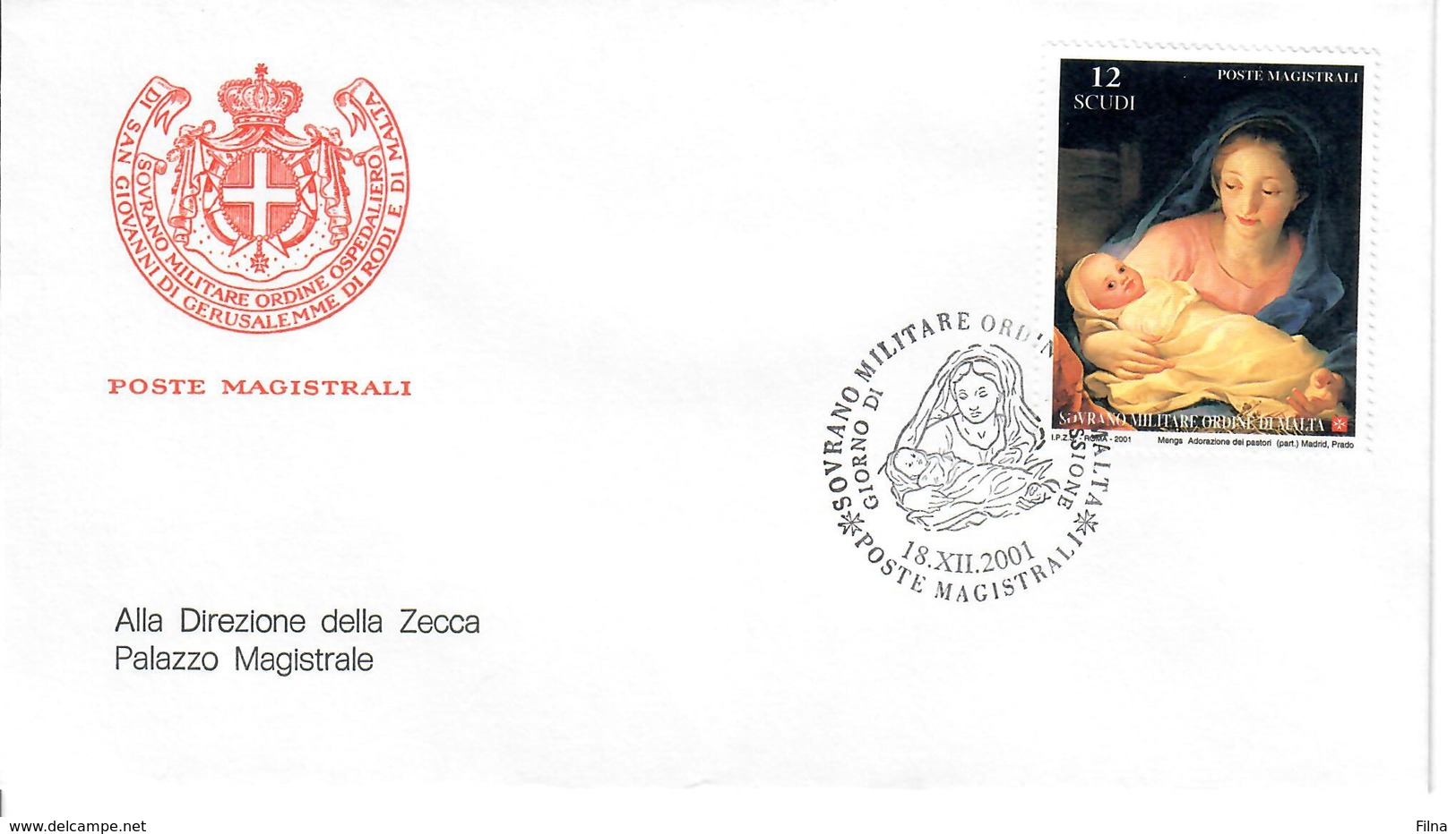 S.M.O.M. - SOVRANO MILITARE ORDINE DI MALTA 2001 - NATALE  - FDC - Sovrano Militare Ordine Di Malta