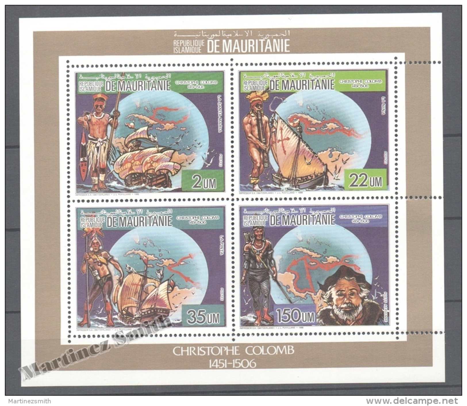 Mauritanie - Mauritania 1986 Yvert 587-89 &amp; A245, 500th Anniv. Of America Discovery By C. Columbus - Sheetlet - MNH - Mauretanien (1960-...)