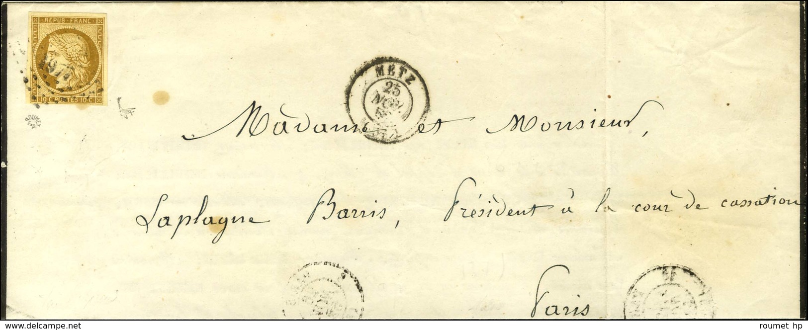 PC 1977 / N° 1 Belles Marges Càd T 15 METZ (55) Sur Imprimé Complet Pour Paris. 1852. - TB. - 1849-1850 Ceres