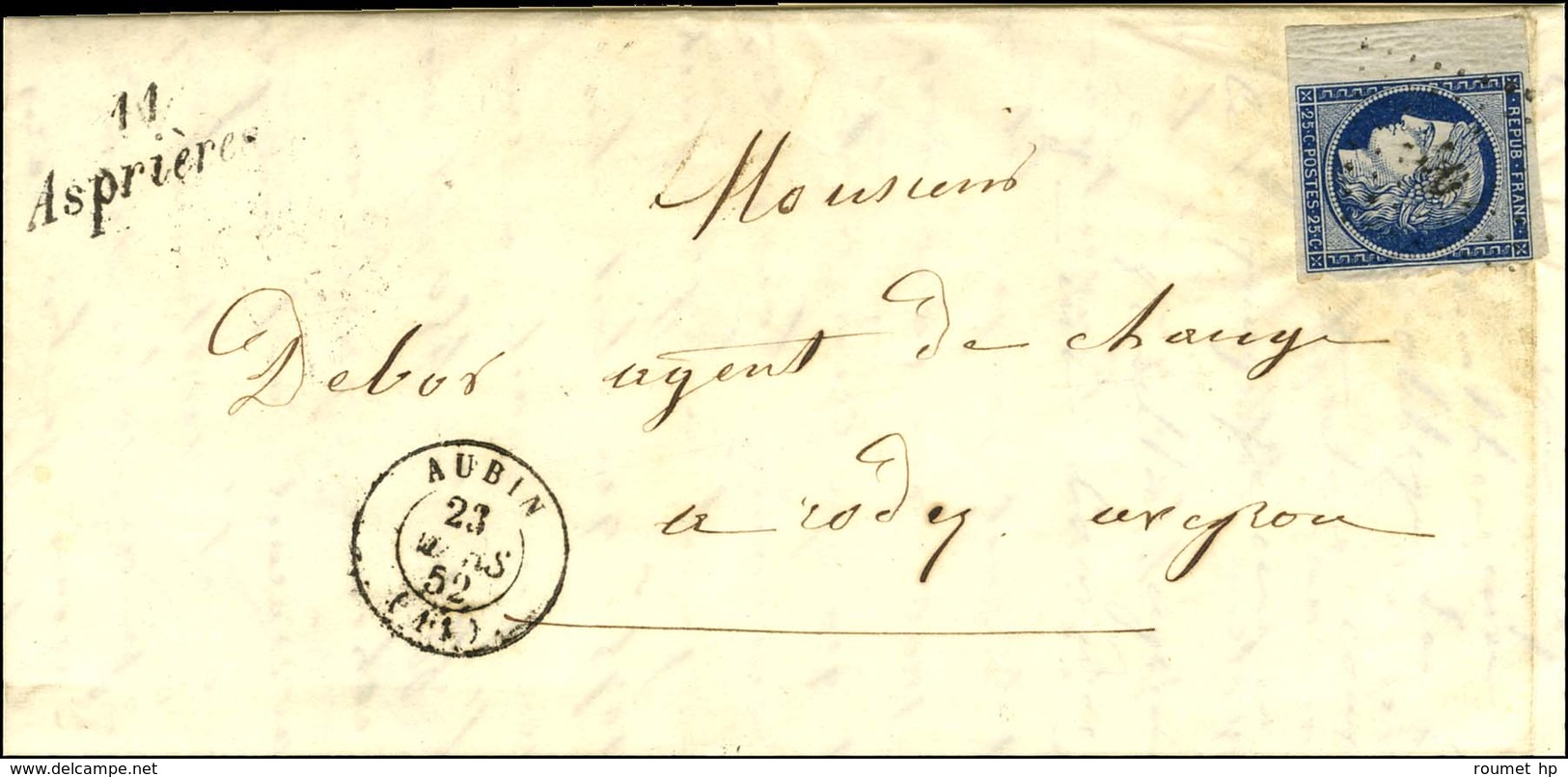 PC 150 / N° 4 Bdf Càd T 15 AUBIN (11) Cursive 11 / Asprières. 1852. - SUP. - R. - 1849-1850 Ceres