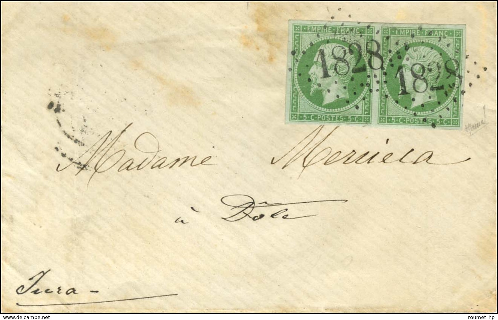 GC 1828 (Isigny) / N° 12 Paire Sur Enveloppe Pour Dole. - TB. - 1853-1860 Napoleon III