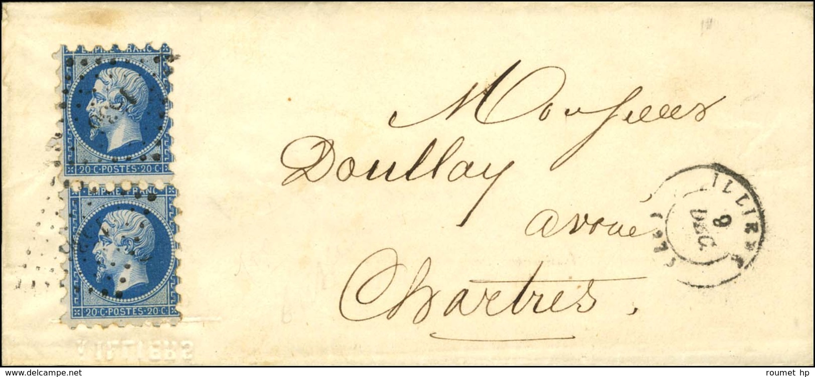 PC 1536 / N° 14 Type II (2) Piquage Susse Càd T 15 ILLIERS (27) Sur Lettre 2 Ports Pour Chartres. Usage Très Rare En Pro - 1853-1860 Napoleon III