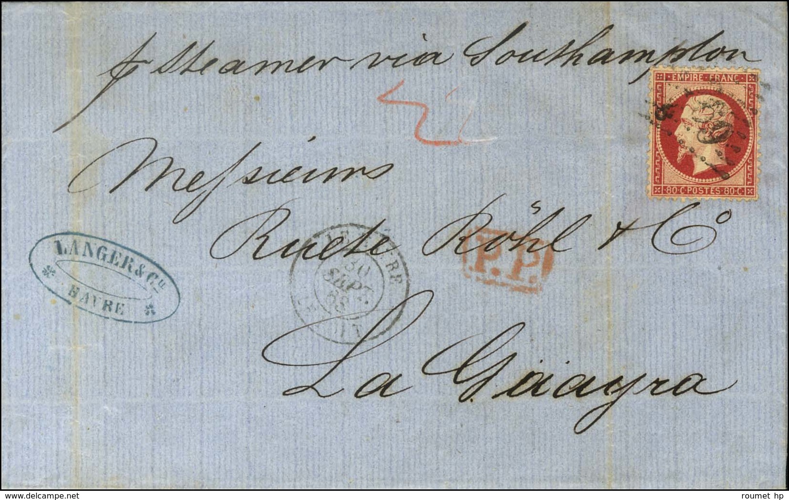 GC 1769 / N° 24 Càd T 15 LE HAVRE / LE PORT Sur Lettre Pour La Guayra. 1863. - TB. - R. - 1862 Napoleon III