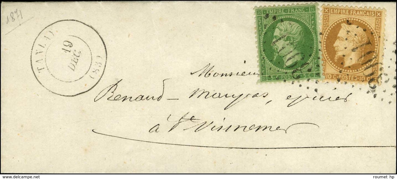 GC 3901 / N° 20 + 28 Càd T 17 TANLAY (83) Sur Lettre Locale. 1871. - TB / SUP. - 1863-1870 Napoleon III With Laurels