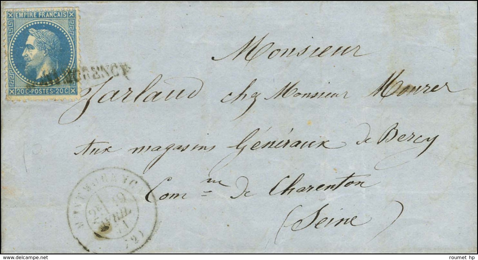 Griffe MONTMORENCY / N° 29 Càd MONTMORENCY (72) 19 AVRIL 71 Sur Lettre Pour Bercy, Au Verso Càd D'arrivée CHARENTON-LE-P - 1863-1870 Napoléon III Lauré