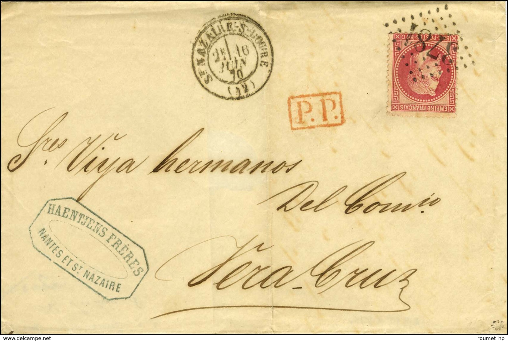 GC 3781 / N° 32 Càd St NAZAIRE-S-LOIRE (42) Sur Lettre Pour Vera Cruz. 1870. - TB / SUP. - 1863-1870 Napoleon III With Laurels