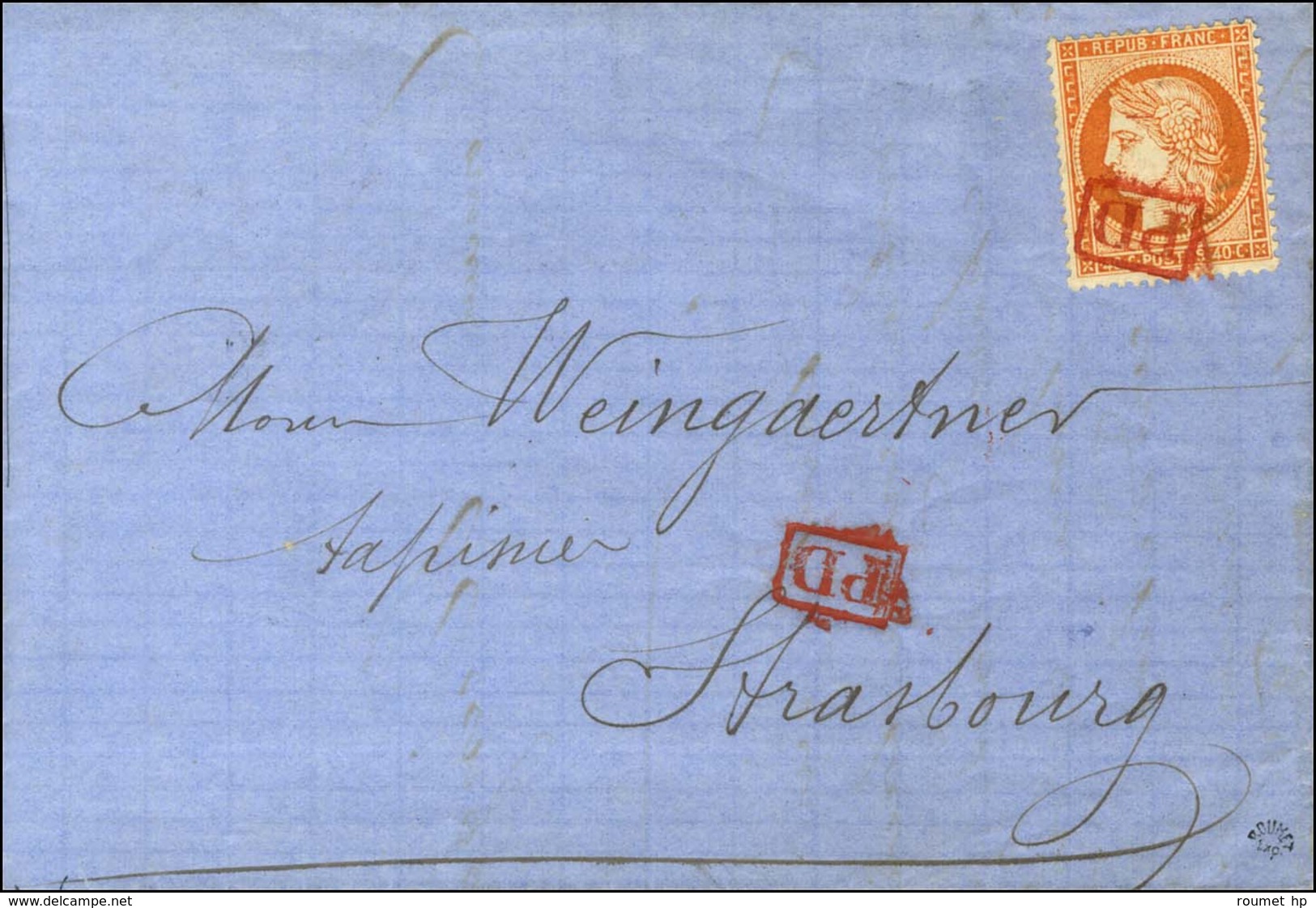 PD Rouge Encadré / N° 38 Sur Lettre Avec Texte Daté De Paris Le 16 Juin 1875 Adressée à Strasbourg. - SUP. - R. - 1870 Siege Of Paris