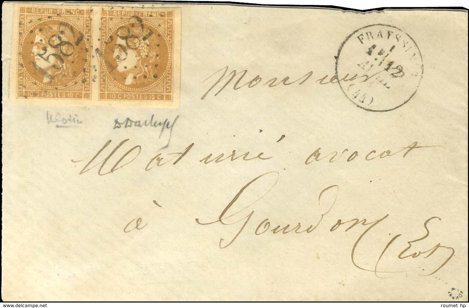 GC 1582 / N° 43 Paire, Superbes Marges Càd T 16 FRAYSSINET (44). 1871. - TB / SUP. - 1870 Bordeaux Printing