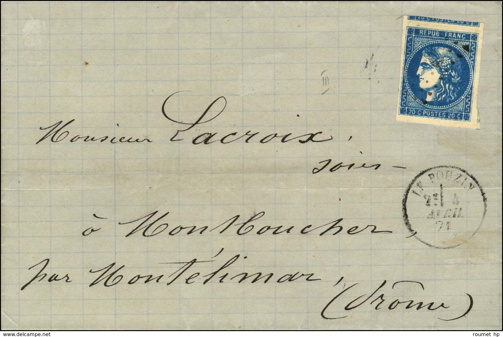 GC 3011 / N° 46 Bleu Très Foncé Très Belles Marges Càd T 16 LE POUZIN (6). 1871. - TB / SUP. - 1870 Bordeaux Printing