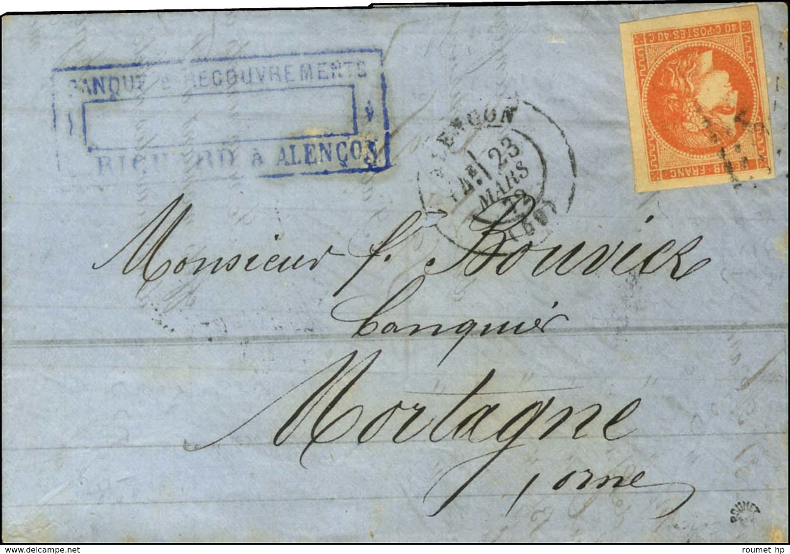 GC 57 / N° 48 Rouge Orange Càd T 17 ALENCON (59) Sur Lettre Pour Mortagne. 1872. - TB. - 1870 Bordeaux Printing