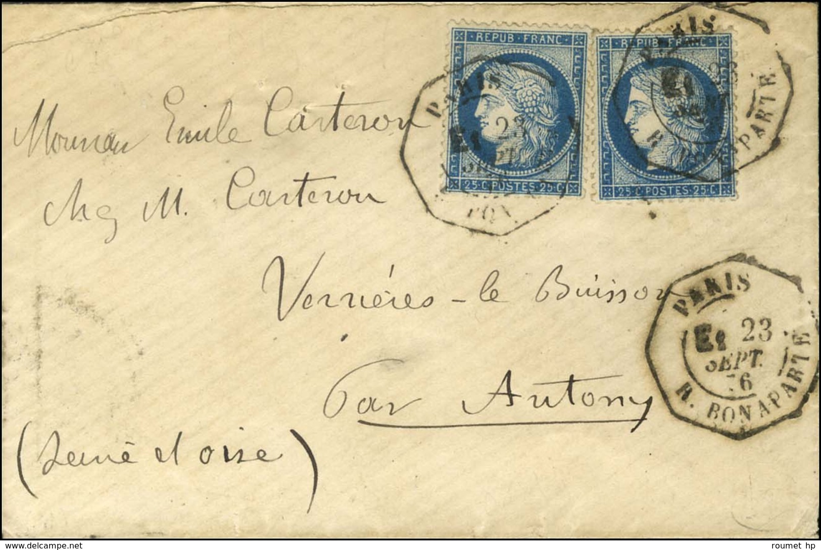 Càd Octo De Lev Ex PARIS / R. BONAPARTE E1 / N° 60 (2). 1876. - SUP. - R. - 1871-1875 Cérès