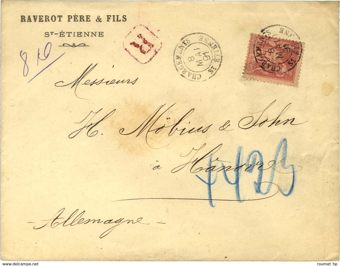 Càd CHARGEMENT / ST ETIENNE / N° 98 Sur Lettre Recommandée Pour Hanovre. 1891. - TB / SUP. - 1876-1878 Sage (Type I)