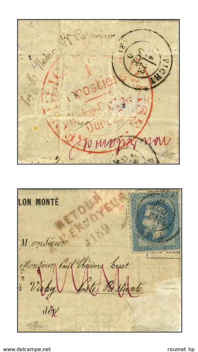 Lettre Avec Texte Daté De Paris Le 8 Octobre 1870 Pour Vichy. Au Recto, Càd T 17 TOURS (36) 21 OCT. 70 Et Griffe Rouge R - War 1870