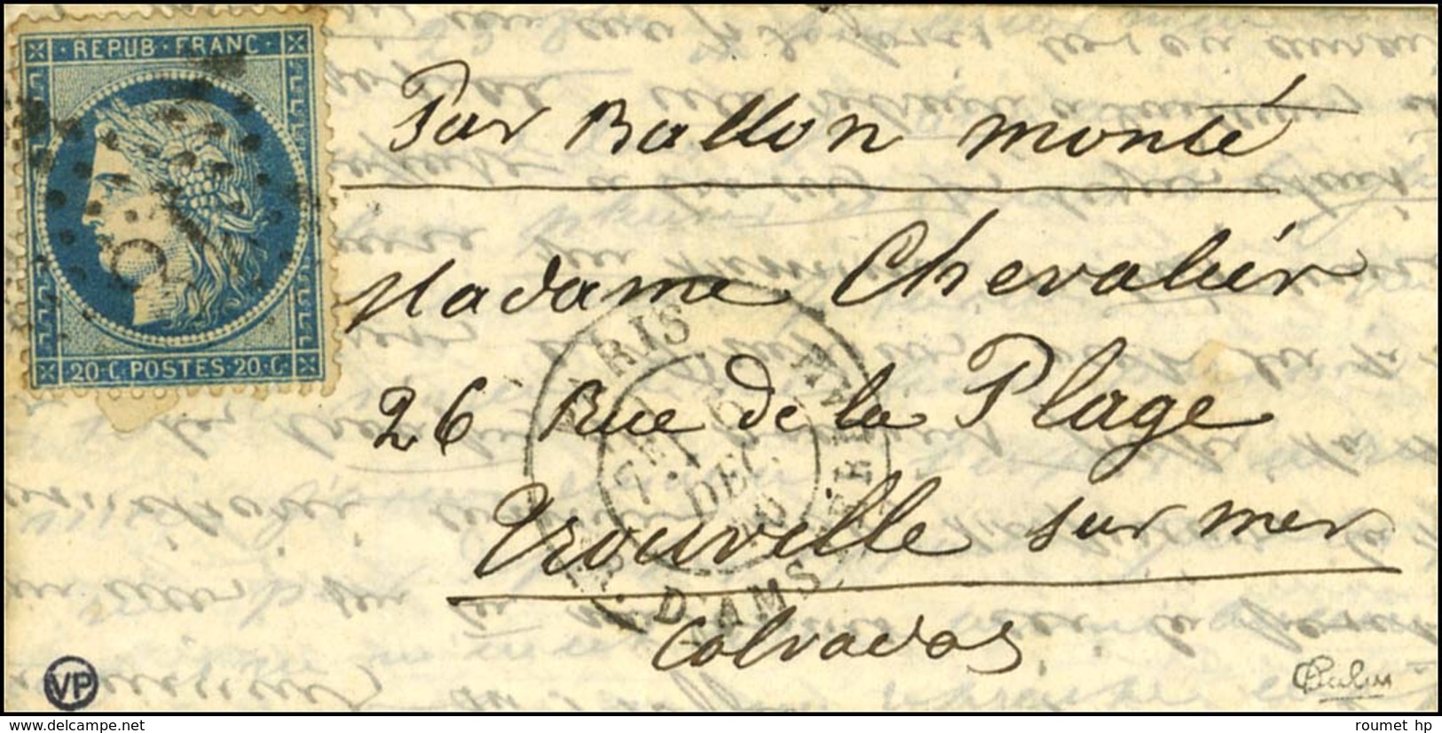 Etoile 18 / N° 37 Càd PARIS / R. D'AMSTERDAM 6 DEC. 70 Sur Lettre Pour Trouville. Au Verso, Càd D'arrivée 17 DEC. 70. LE - Oorlog 1870