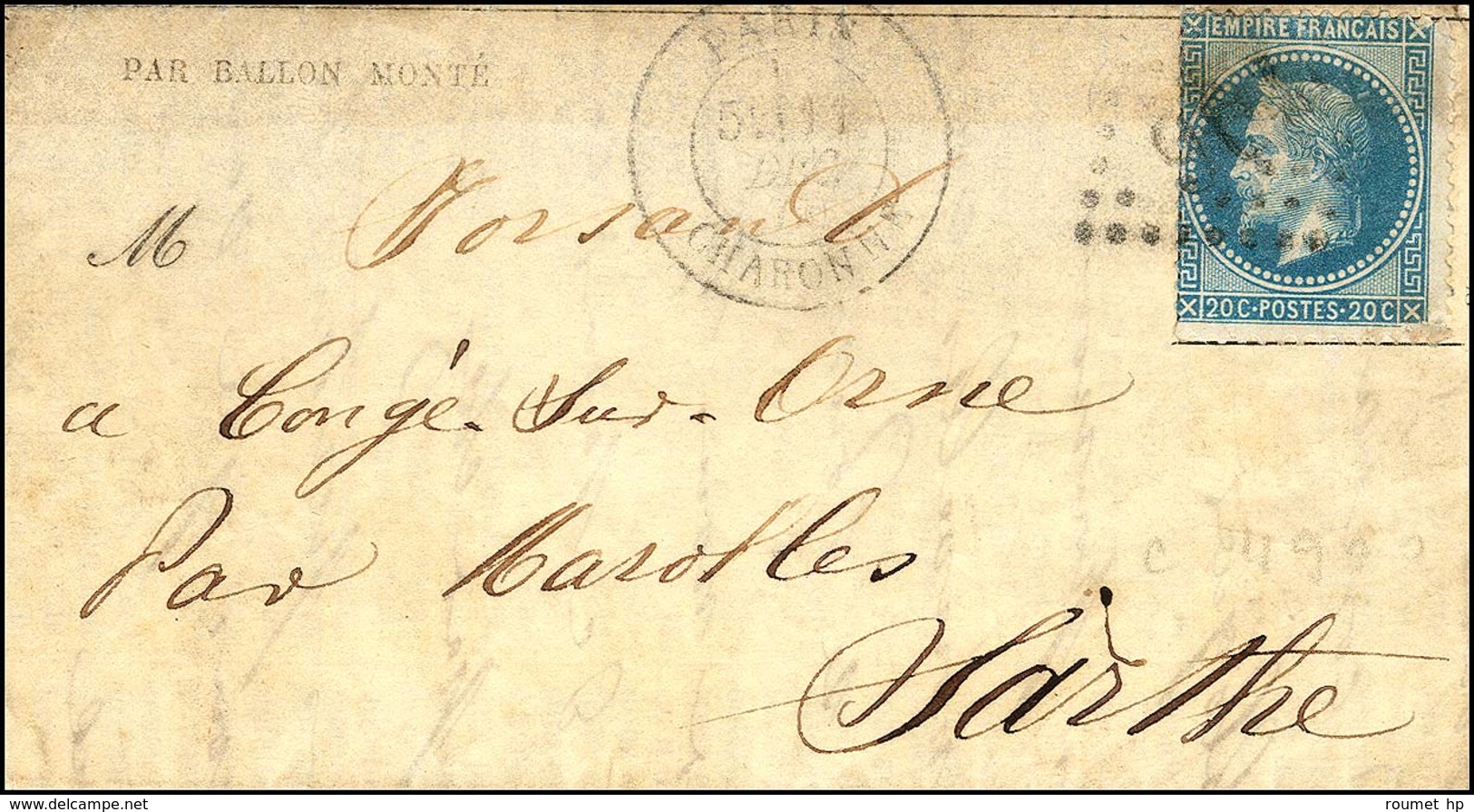 GC 904 / N° 29 Càd PARIS / CHARONNE 11 DEC. 70 (5e Levée) Sur Gazette Des Absents N° 15 Pour Marolles (Sarthe) Sans Càd  - Oorlog 1870