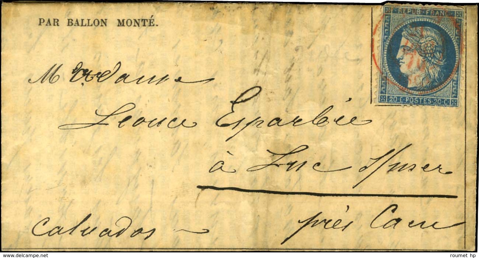 Càd Rouge PARIS (SC) 21 DEC. 70 / N° 37 Sur Gazette Des Absents N° 18 Pour Luc Sur Mer, Au Verso Càd D'arrivée 25 DEC. 7 - Oorlog 1870