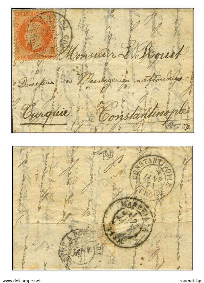 Lettre Avec Texte Daté De Paris Le 5 Janvier 1871 Adressée à Constantinople. Au Verso, Ambulant CETTE A BORDEAUX 21 JANV - Oorlog 1870